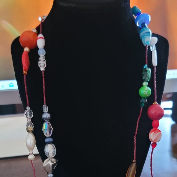 51" Sead Beads & Assorted Colorful Different Shaped Beads Necklace - Stylish - Picture 4 of 4